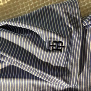 Greyson Blue and White Striped Golf Polo